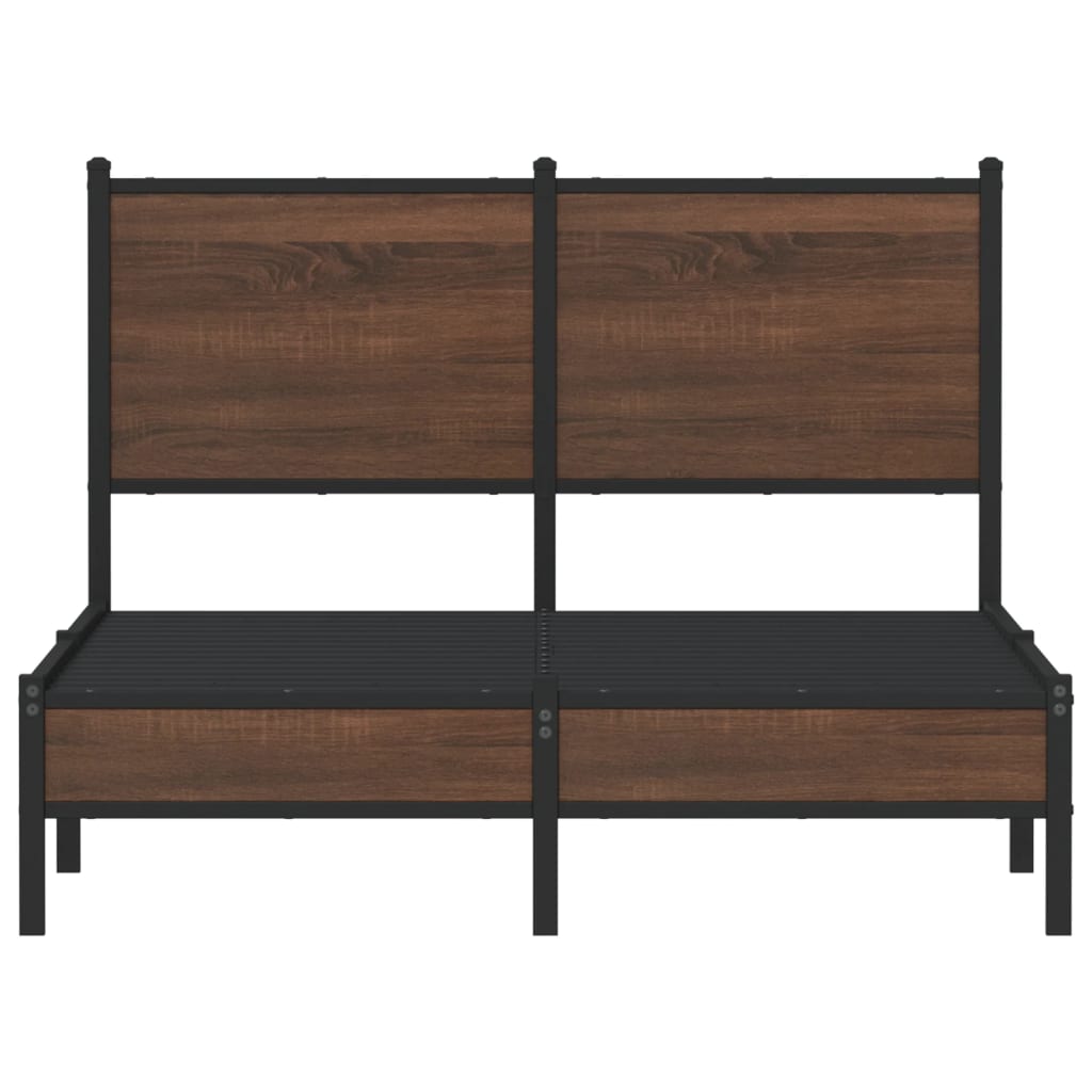 Brown Oak Metal Bed Frame 120x200 cm - Without Mattress