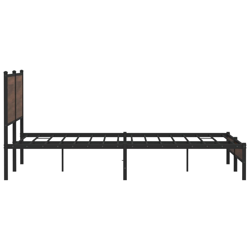 Brown Oak Metal Bed Frame 160x200 cm - Durable & Stylish