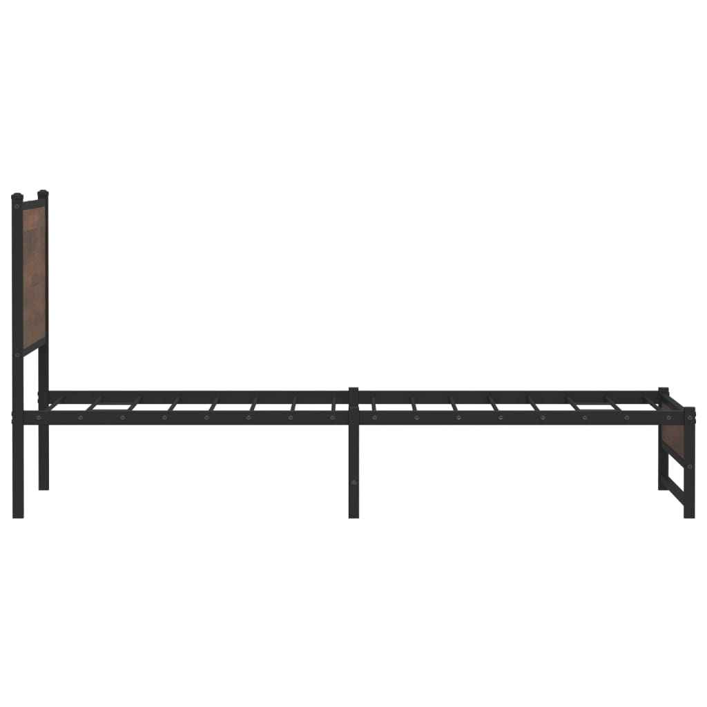 Brown Oak Metal Bed Frame 107x203 cm - Sturdy & Stylish Design