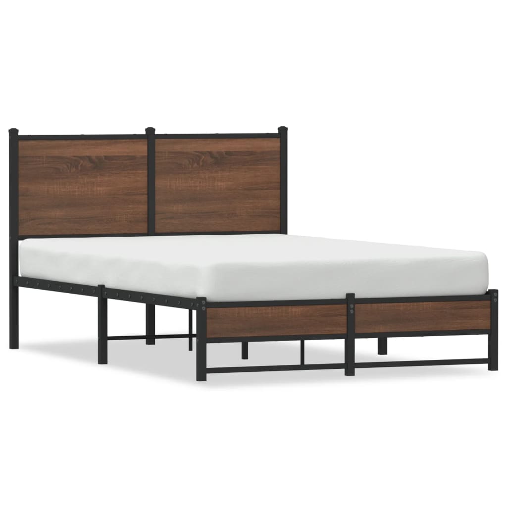 Brown Oak Metal Bed Frame 120x200 cm - Durable & Stylish Design