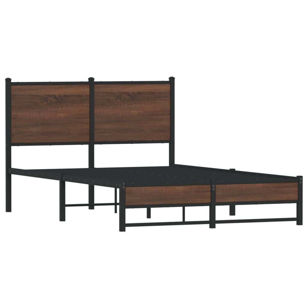 Brown Oak Metal Bed Frame 120x200 cm - Durable & Stylish Design