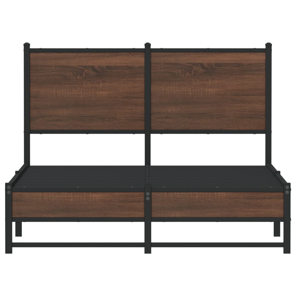 Brown Oak Metal Bed Frame 120x200 cm - Durable & Stylish Design