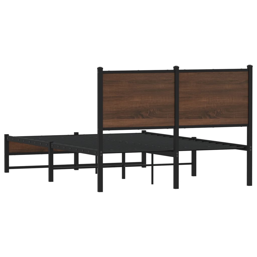 Brown Oak Metal Bed Frame 120x200 cm - Durable & Stylish Design