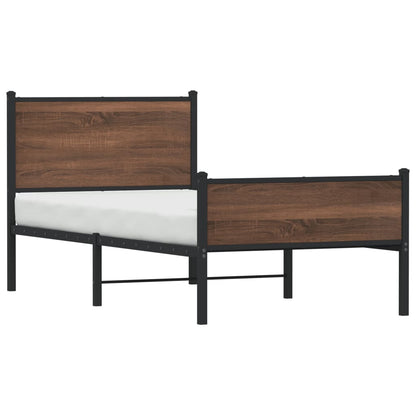 Brown Oak Metal Bed Frame, 80x200 cm - Sturdy & Stylish Design