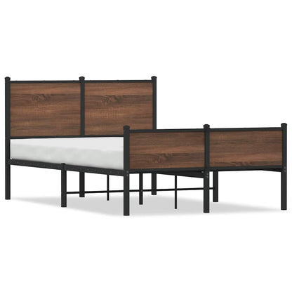 Elegant Brown Oak Metal Bed Frame 120x200 cm - No Mattress Included