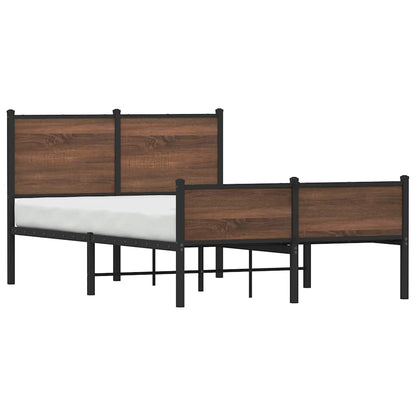 Elegant Brown Oak Metal Bed Frame 120x200 cm - No Mattress Included