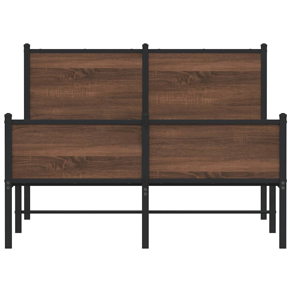 Elegant Brown Oak Metal Bed Frame 120x200 cm - No Mattress Included