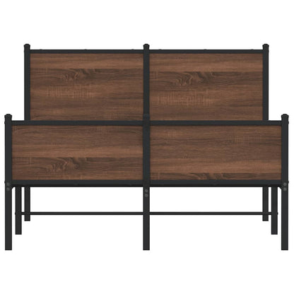 Elegant Brown Oak Metal Bed Frame 120x200 cm - No Mattress Included
