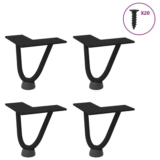 Black 10cm Solid Steel Hairpin Legs for Coffee Table - Set of 4
