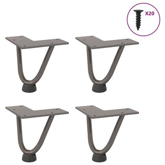 Natural Steel Hairpin Legs for Coffee Table 4pcs - 10cm Solid Steel