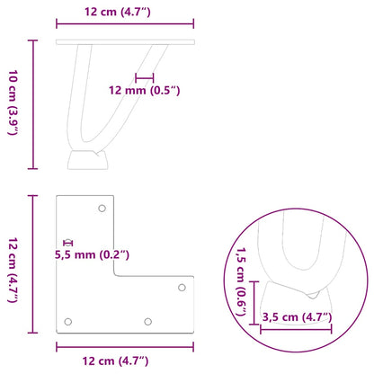 Natural Steel Hairpin Legs for Coffee Table 4pcs - 10cm Solid Steel