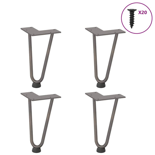 Natural Steel Hairpin Legs 4 pcs - 20cm Solid Steel for Coffee Table