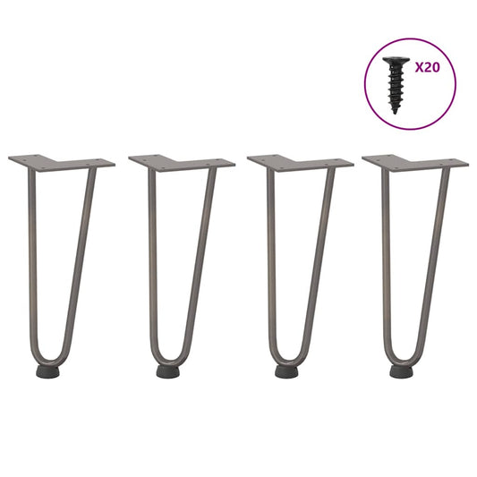 Solid Steel Hairpin Legs for Coffee Table, 4 pcs, 30cm, Natural Steel