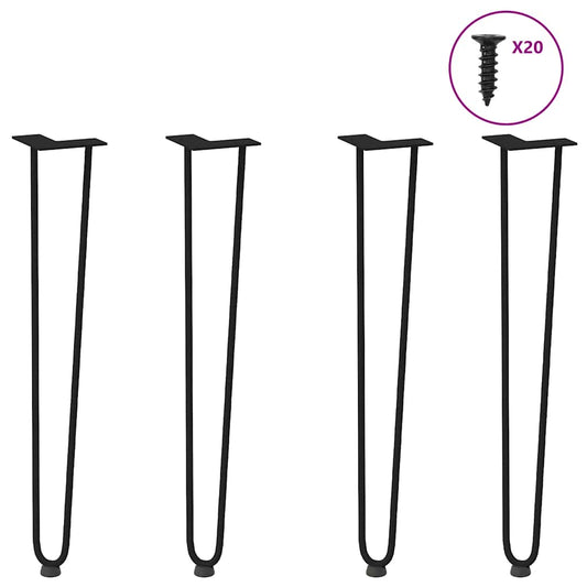 Solid Steel Hairpin Legs 72cm - 4pcs Black for Console Tables