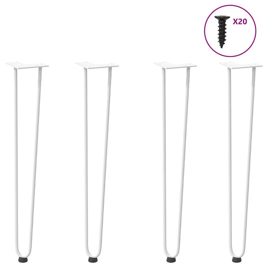 White 72cm Steel Hairpin Legs for Console Tables, Set of 4