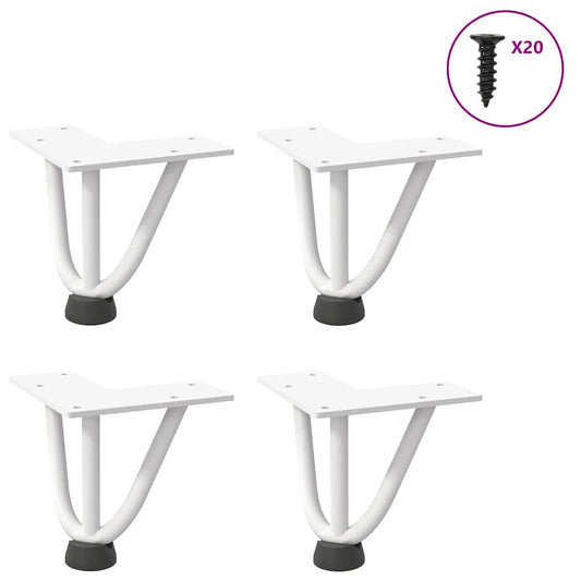 White Solid Steel 10cm Hairpin Legs for Coffee Table - Set of 4