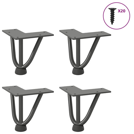 Anthracite Steel Hairpin Legs for Coffee Table, Set of 4, 10cm