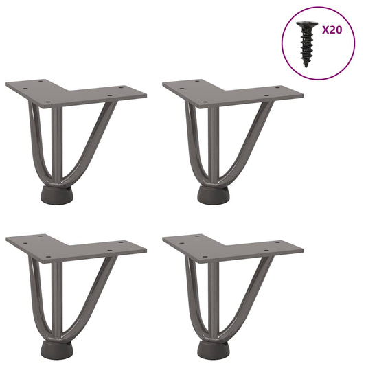 10cm Natural Steel Hairpin Legs, 4pcs for Coffee Table
