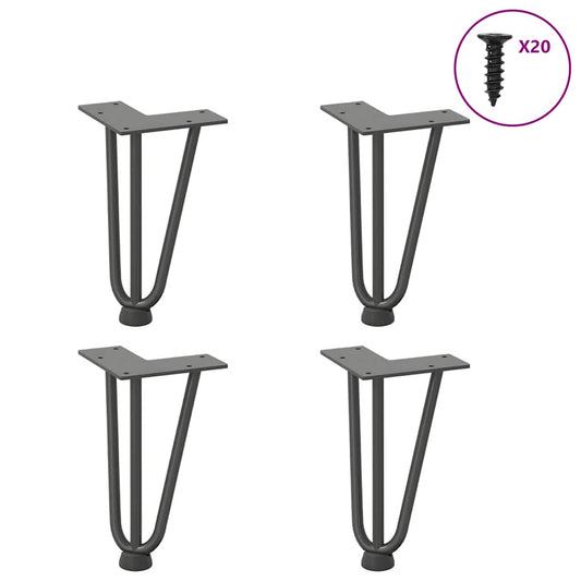 Anthracite Hairpin Legs for Coffee Table, 20cm Solid Steel, Set of 4