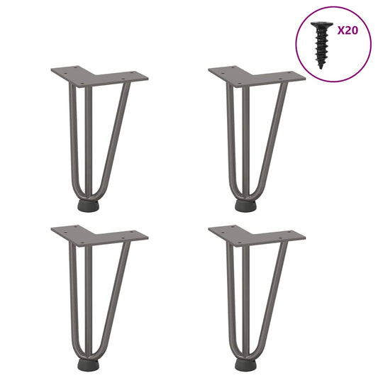 Natural Steel Hairpin Legs for Coffee Table, 4 Pcs, 20cm Solid Steel