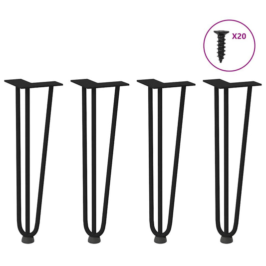 Solid Steel Hairpin Legs for Coffee Table, 4 PCS, Black, 42cm
