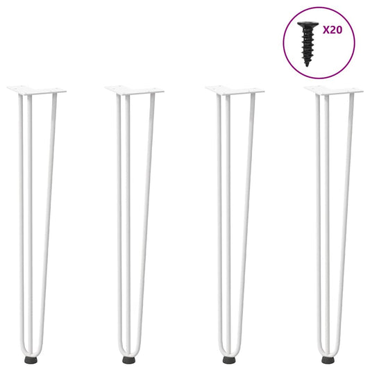 White Solid Steel Hairpin Legs for Console Table - Set of 4, 72 cm