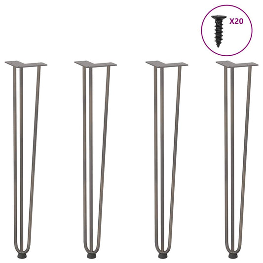 Natural Steel Console Table Hairpin Legs - Set of 4, 72 cm Solid Steel