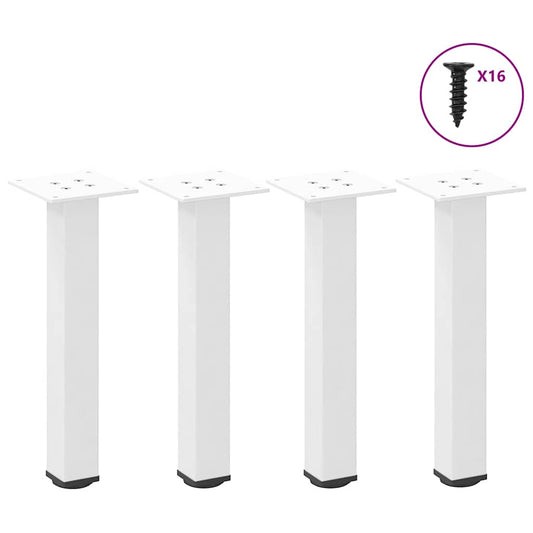 White Steel Coffee Table Legs - Set of 4, 42-44 cm Adjustable