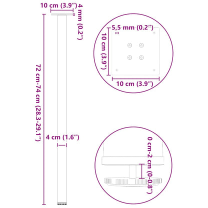 Natural Steel Console Table Legs 4pcs, 72-74cm Durable Support
