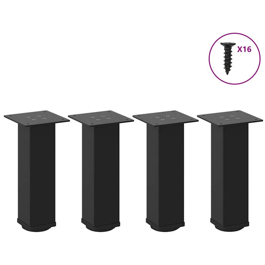Black Steel Coffee Table Legs - Set of 4, Adjustable 30-32 cm
