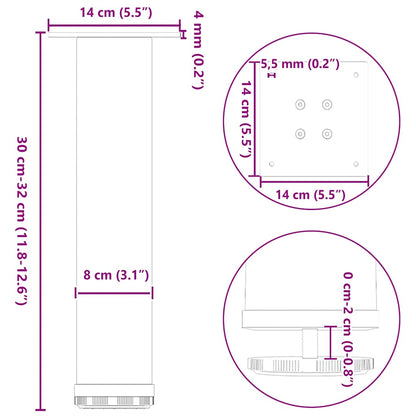Natural Steel Coffee Table Legs, 4 Pcs, 30-32 cm Durable Design