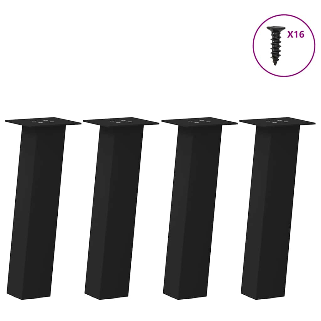 Black Steel Coffee Table Legs - Set of 4, 30 cm Durable Design