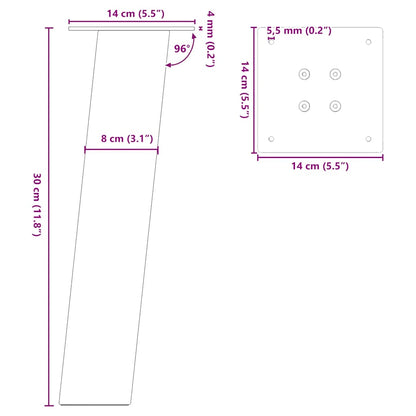 Natural Steel Coffee Table Legs, 4 Pcs, 30 cm | Durable Metal Design