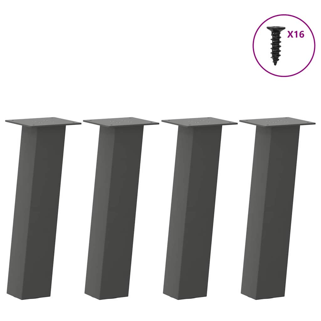 Anthracite Steel Coffee Table Legs, Set of 4, 42 cm Height