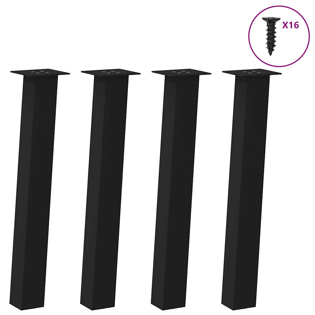 Black Steel Console Table Legs, Set of 4, 72 cm