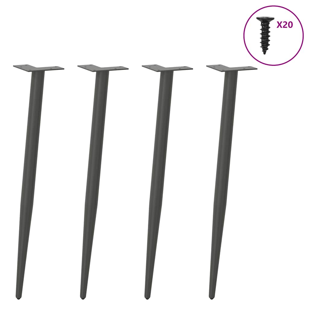 Anthracite Steel Conical Console Table Legs 4Pcs 72-73cm