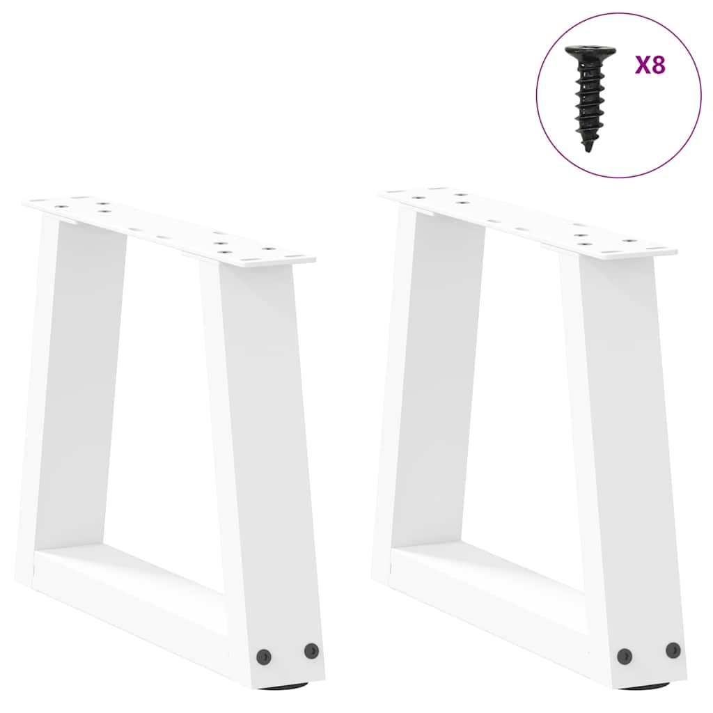 White V-Shape Steel Coffee Table Legs 2 pcs, Adjustable 30-31.3 cm