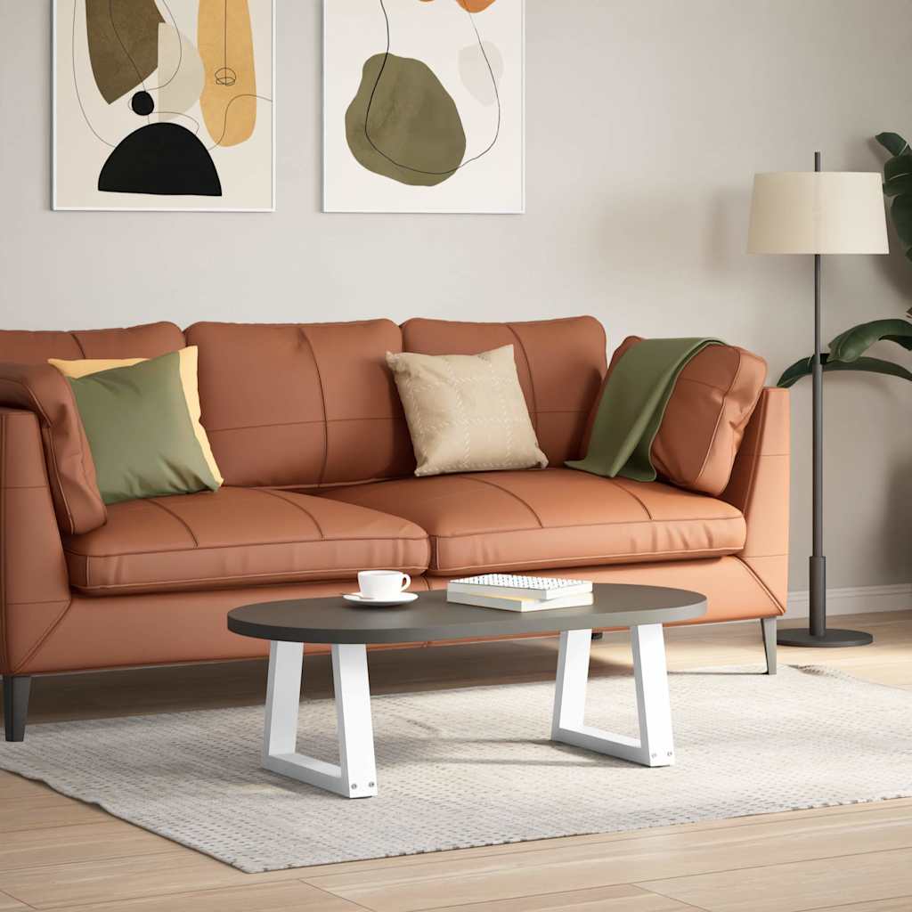 Modern V-Shape White Steel Coffee Table Legs, Set of 2, 40cm