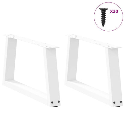 V-Shape Steel Coffee Table Legs, 2pcs, White, Adjustable 50cm