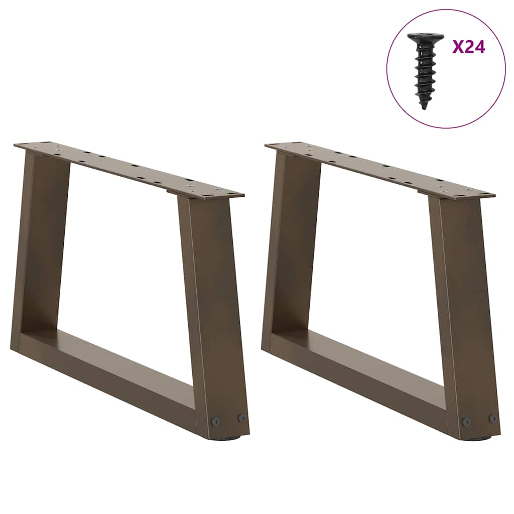 Natural Steel V-Shape Coffee Table Legs, Set of 2, 60x30-31.3 cm
