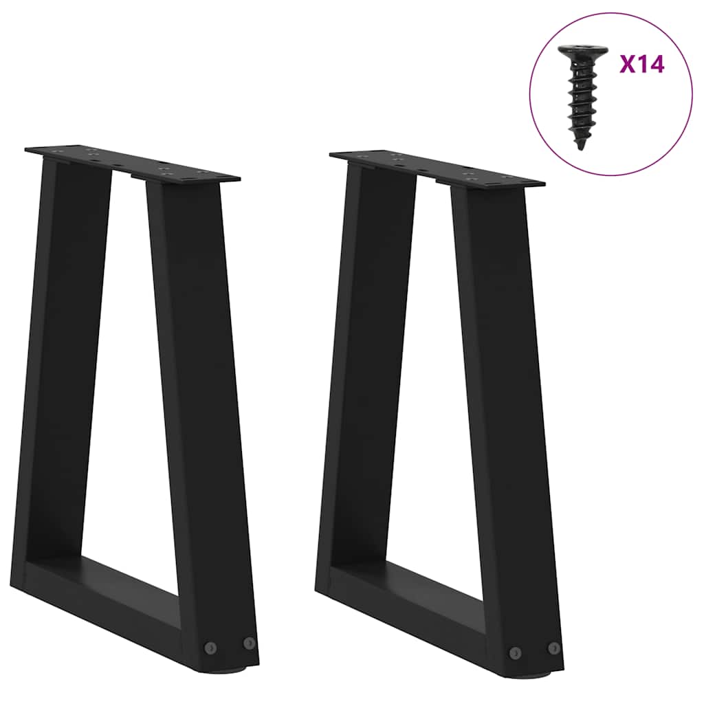 V-Shape Steel Coffee Table Legs, 2pcs Black, Adjustable 38x(42-43.3)cm
