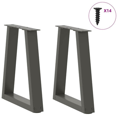 Anthracite V-Shape Steel Coffee Table Legs 2pcs, Adjustable Height