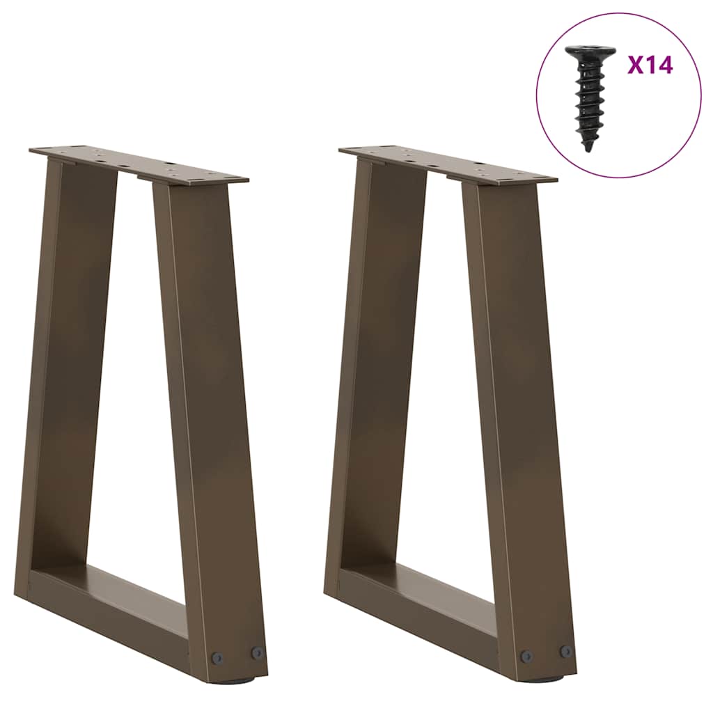 V-Shape Coffee Table Legs, Natural Steel, Adjustable Height, 2 pcs