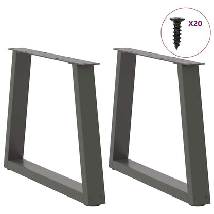Anthracite Steel V-Shape Coffee Table Legs 2 pcs, 50x42-43.3 cm