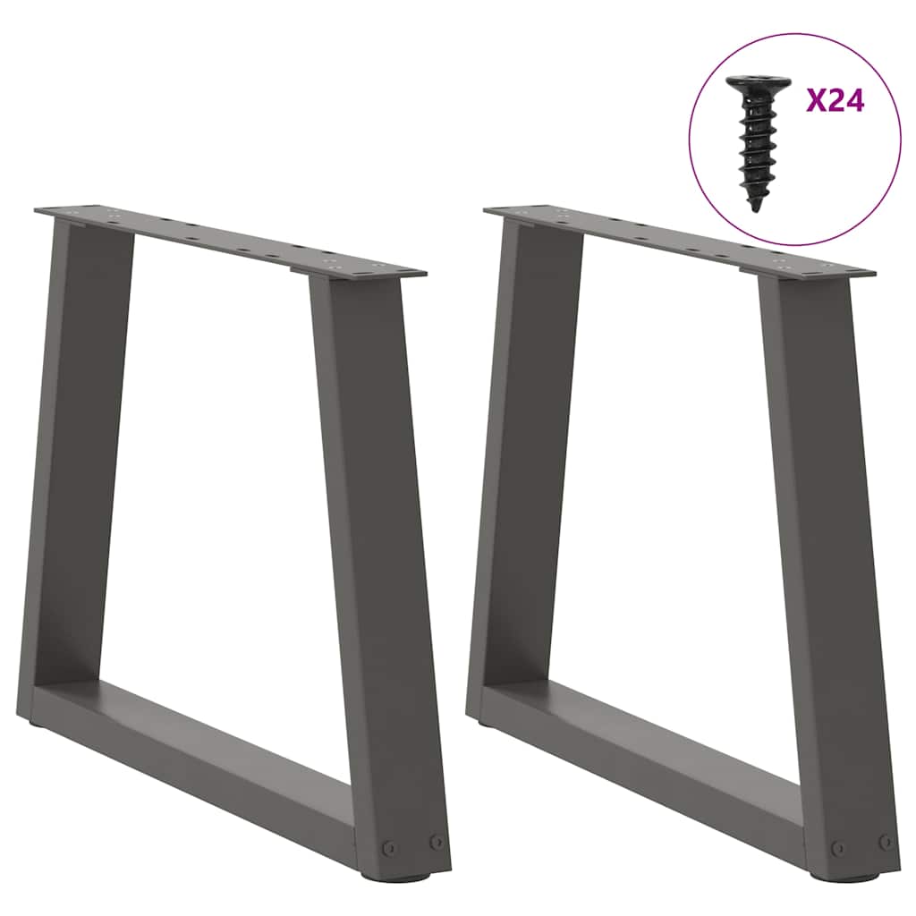 Anthracite Steel V-Shape Coffee Table Legs Set - 60x(42-43.3)cm