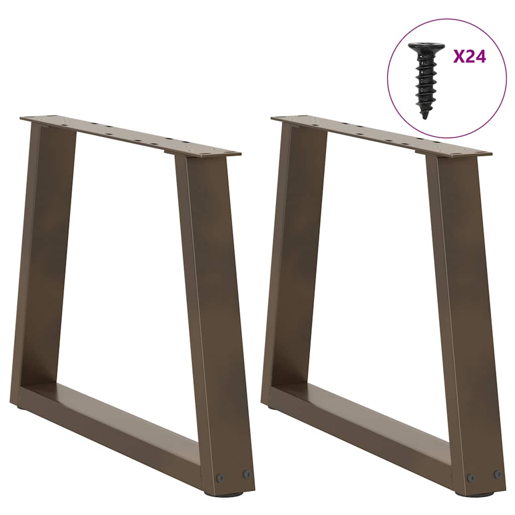 V-Shape Coffee Table Legs, Natural Steel, Adjustable 60x42-43.3 cm