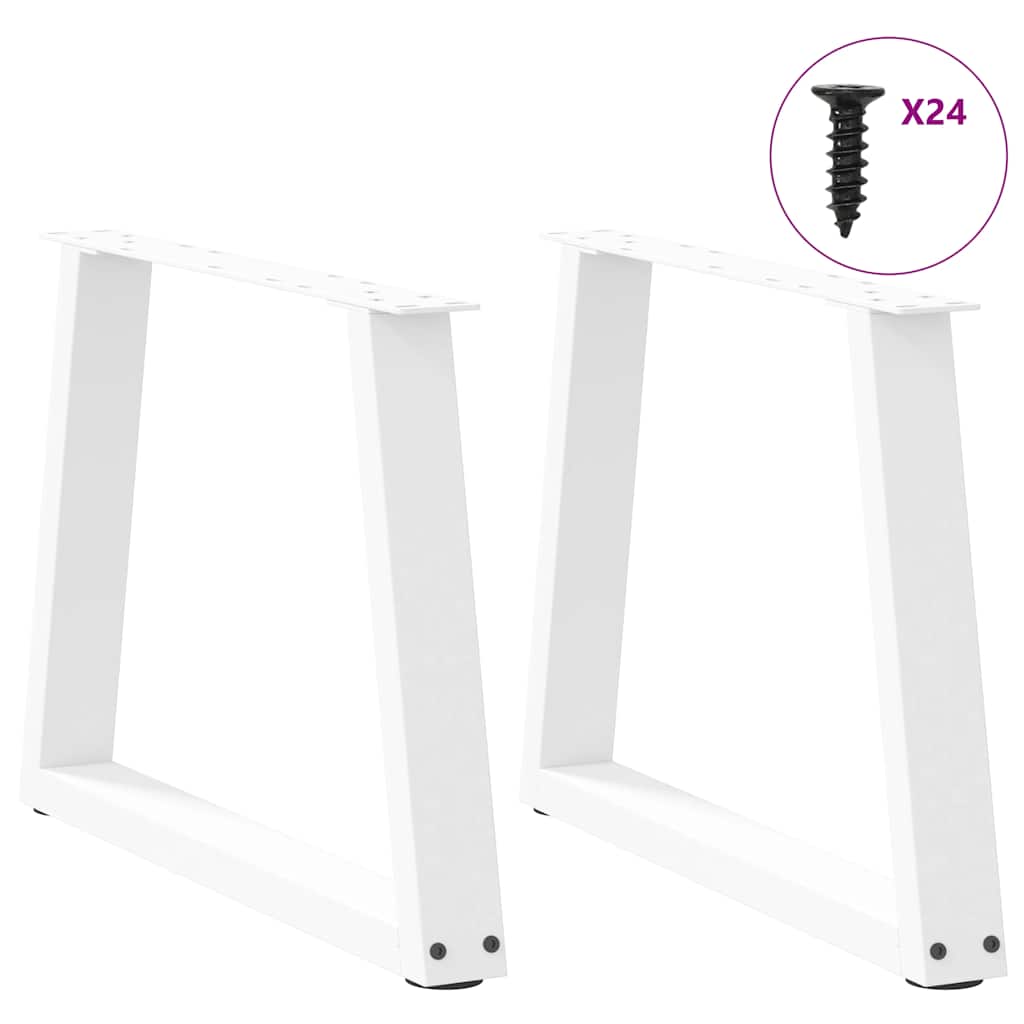 V-Shape Coffee Table Legs, 2 Pcs, White Steel, Adjustable 70cm