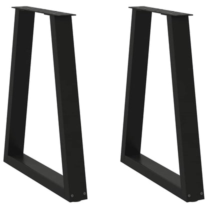 Black Steel V-Shape Dining Table Legs Set of 2 - Adjustable 60x73 cm