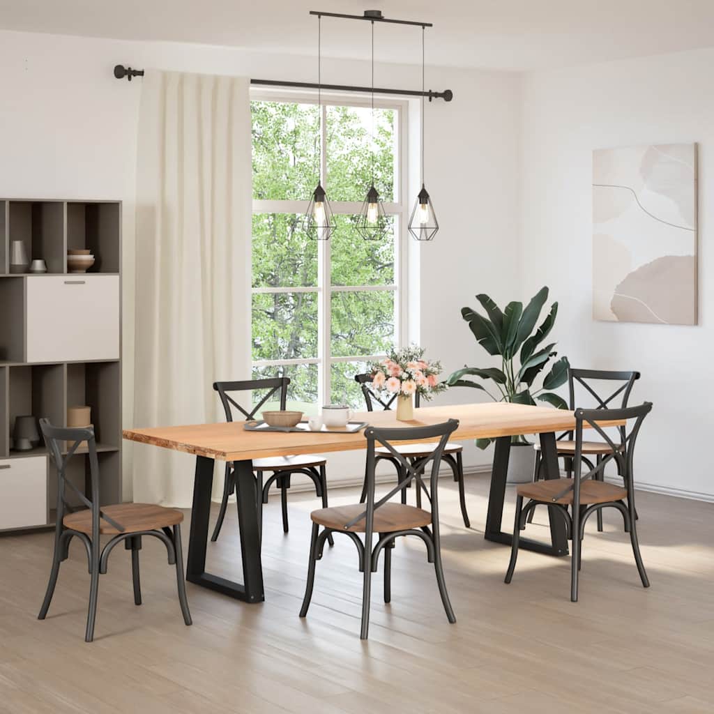 Black Steel V-Shape Dining Table Legs Set of 2 - Adjustable 60x73 cm