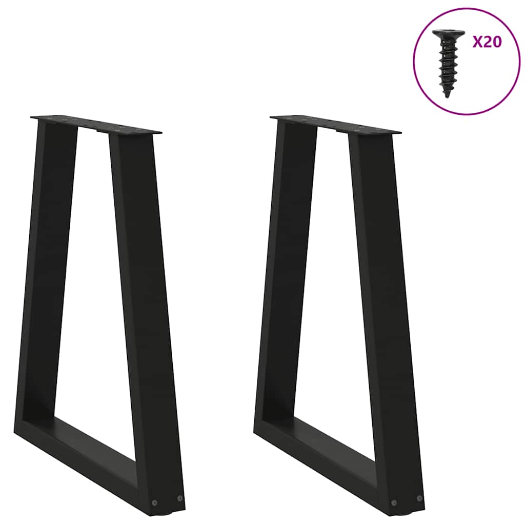Black Steel V-Shape Dining Table Legs Set of 2 - Adjustable 60x73 cm